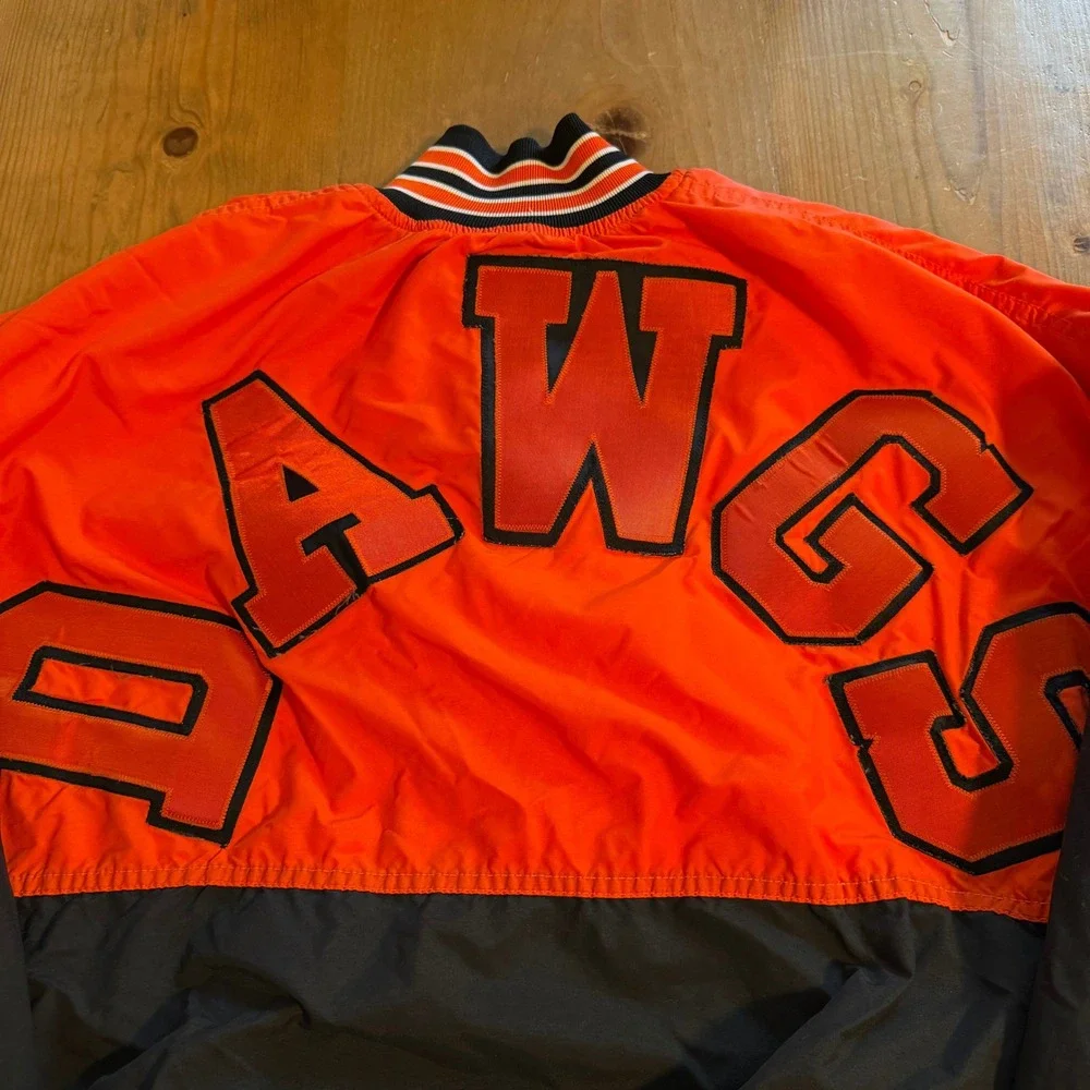 Vintage West Wind Dawgs Bomber Jacket Orange Black Varsity XL Made in USA